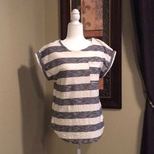 Blue & White Striped Pocket Top